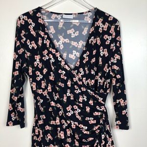 New York & Company Faux Wrap Dress Large